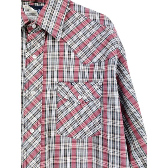 Wrangler Western Pearl Snap Shirt Men's Size Large Red - Picture 5 of 8